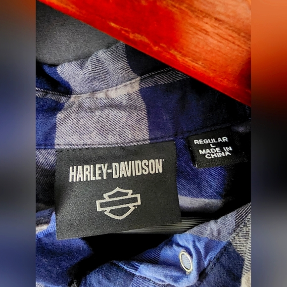 Men's Plaid Shirt Button-down Indian Motorcycle Large - Picture 2 of 3